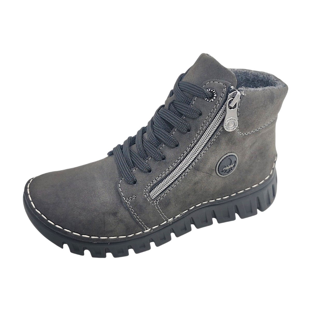 Rieker Damenschuhe Schnürstiefel Grau Freizeit (anthrazit, Gr. 1:42)