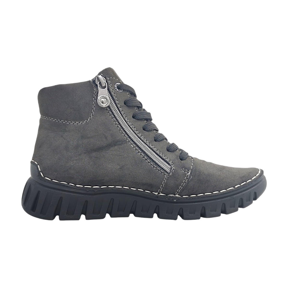 Rieker Damenschuhe Schnürstiefel Grau Freizeit (anthrazit, Gr. 1:42)