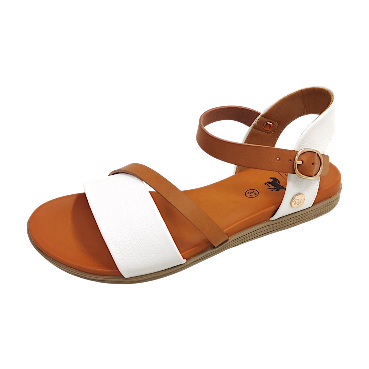 Mustang Damenschuhe Sandalen Flach Weiß Freizeit (white 00002, Gr. 1:38)