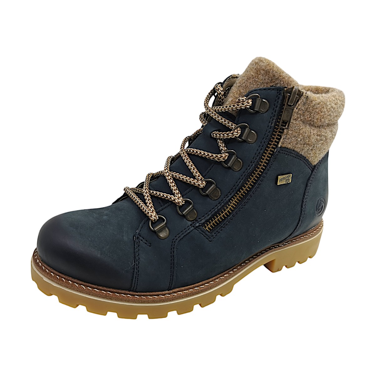 Remonte Damenschuhe Stiefeletten Schnürer Schwarz Freizeit (14 pazifik/wood, Größe 38 EU)