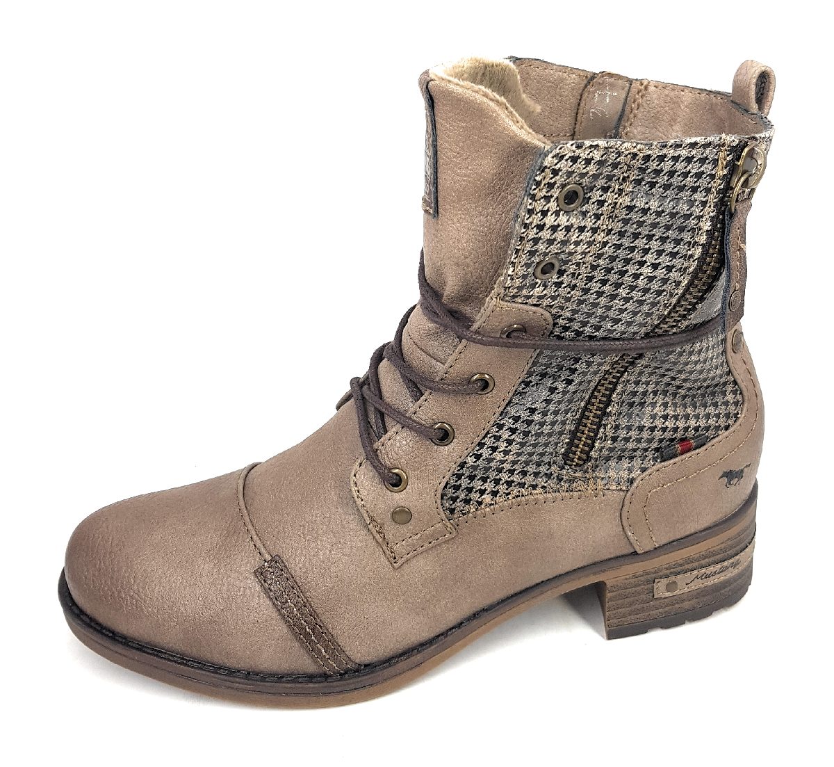 Mustang Damenschuhe Stiefeletten Schnürer Braun Freizeit (318 Taupe, Größe 37 EU)