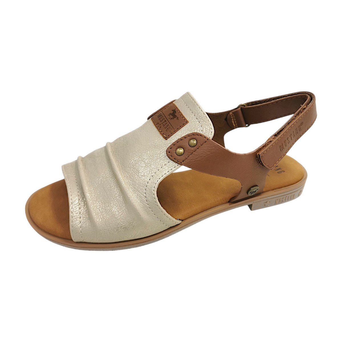 Mustang Damenschuhe Sandalette Beige Freizeit (marble, Gr. 1:37)