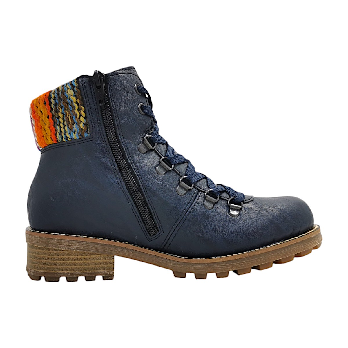Rieker Damenschuhe Schnürstiefel Blau Freizeit (14 pazifik/orange, Größe 36 EU)