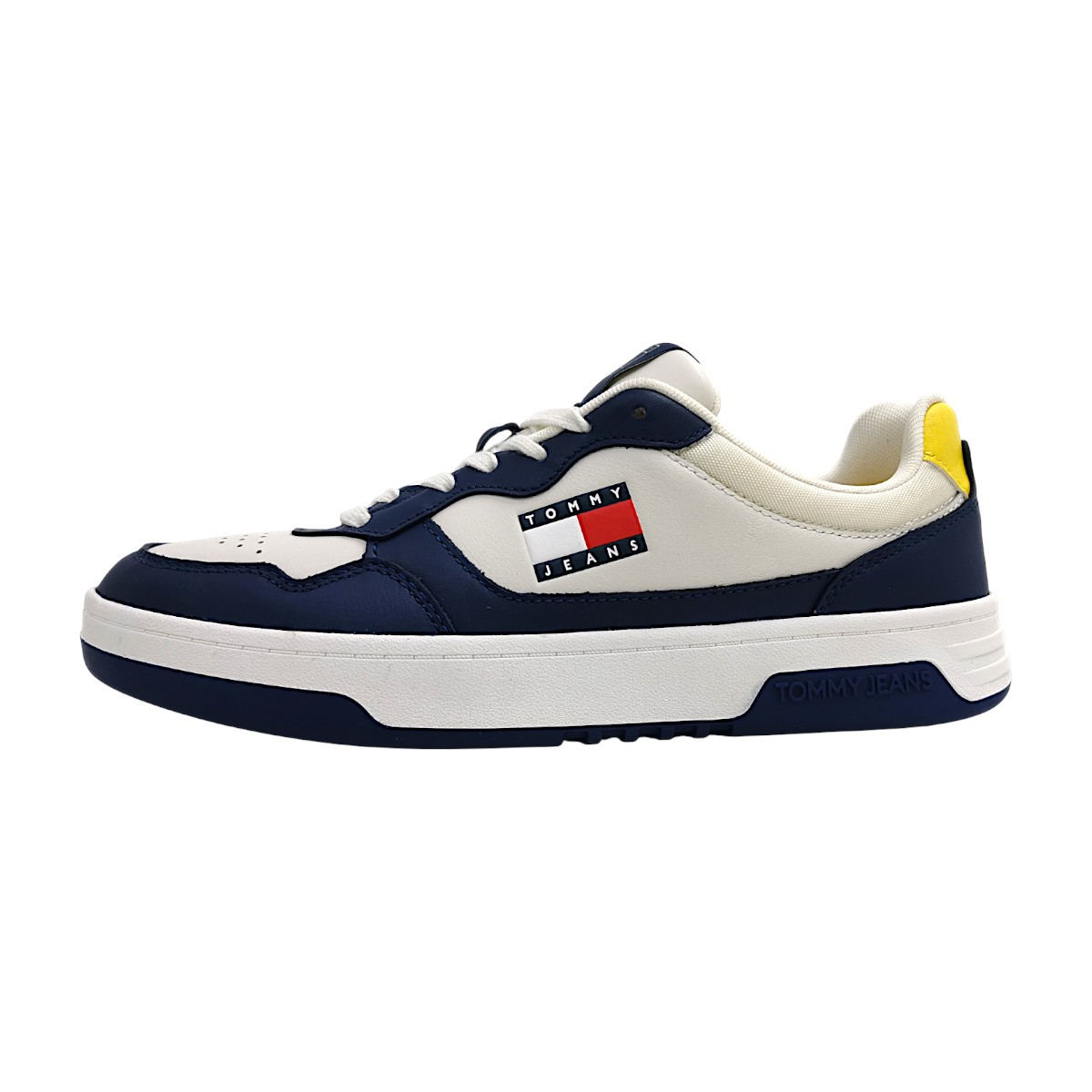 Tommy Hilfiger TJM Cupsole Leather Ess Herrenschuhe Schnürschuhe sportlicher Schnürer Weiß Freizeit (velvet blue C67, Gr. 1:45)