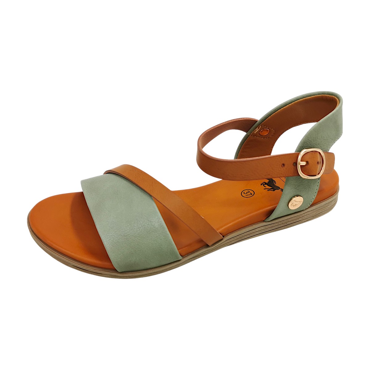 Mustang Damenschuhe Sandalen Flach Grün Freizeit (sage 02927, Gr. 1:36)