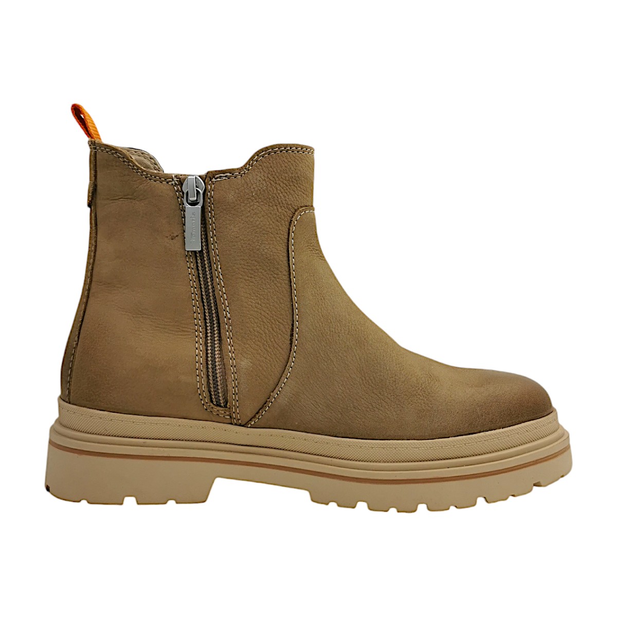 Tamaris Comfort Damenschuhe Reißverschluss Schaftstiefel Braun Freizeit (313- Camel Nubuc, Größe 42 EU)