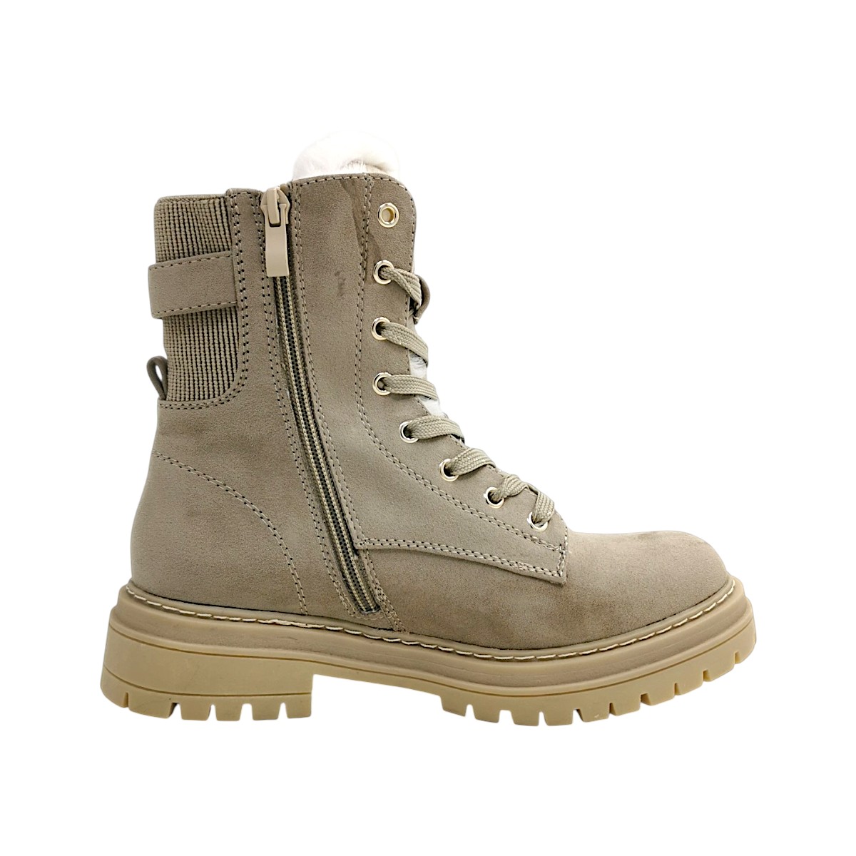 2 Go Fashion Damenschuhe Reißverschluss Schnürstiefel Beige Freizeit (beige, Größe 42 EU)