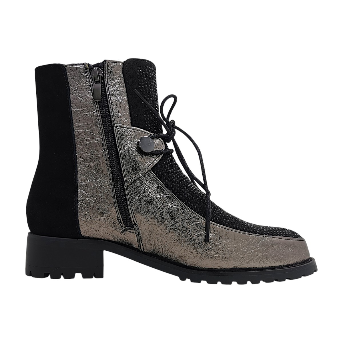 2 Go Fashion Damenschuhe Stiefel Reißverschluss Schwarz Freizeit (Schwarz/Silber 921, Größe 39 EU)