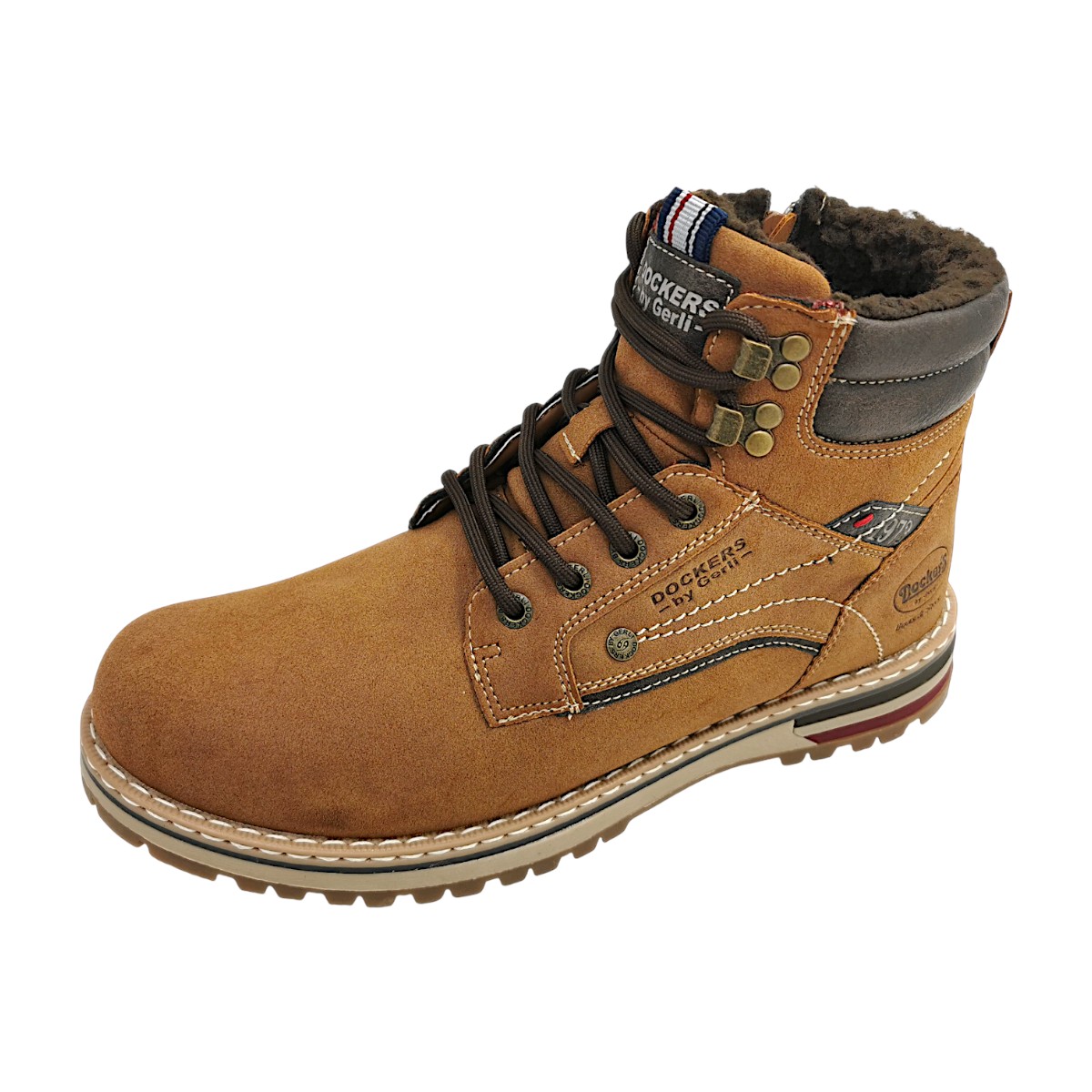Dockers by Gerli Herrenschuhe Stiefel Warmfutter Schnürstiefel Braun Freizeit (cognac 470, Gr. 1:42)