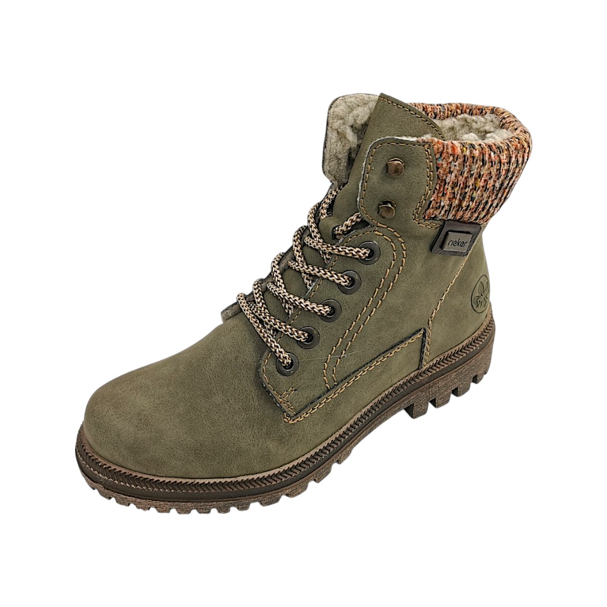 Rieker Damenschuhe Stiefeletten Reißverschluss Stiefel Grün Freizeit (grün 54, Gr. 1:38)