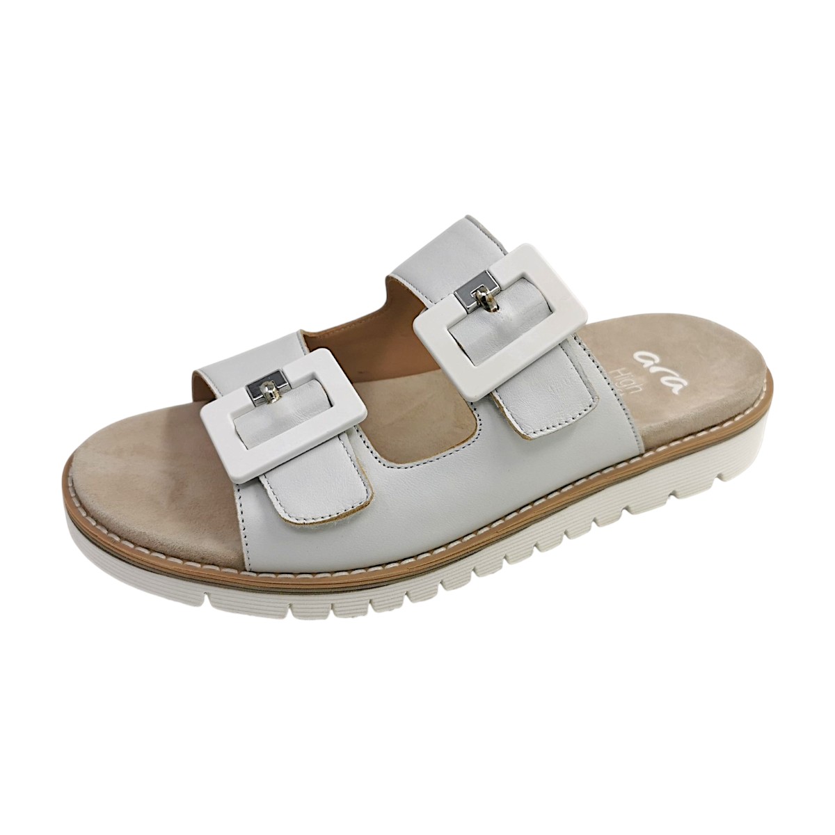 Ara Damenschuhe Sandalen Flach Pantolette Weiß Freizeit (Gr. 1:36)
