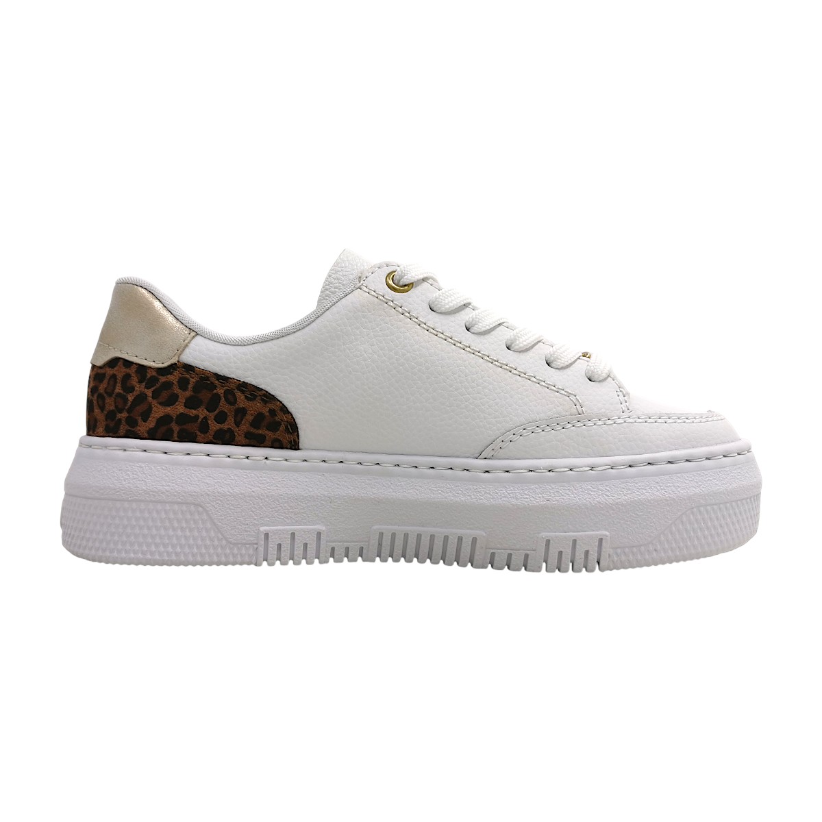 Rieker Damenschuhe Schnürschuhe Sportive Weiß Freizeit (weiss/leo-nuss/muschel, Gr. 1:41)
