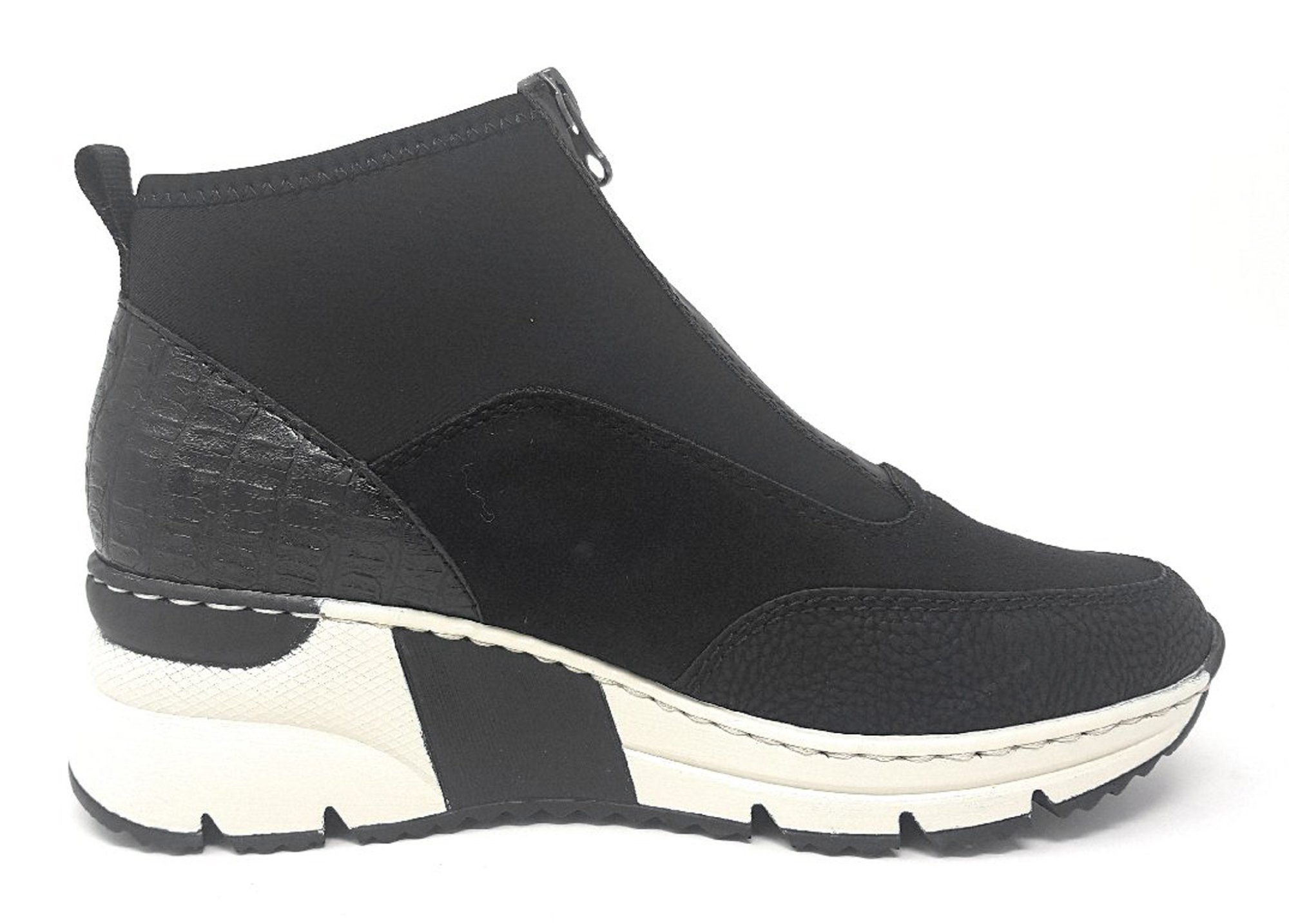 Rieker Wildebuk Damenschuhe Stiefeletten Reißverschluss Schwarz Freizeit (schwarz 00, Größe 37 EU)