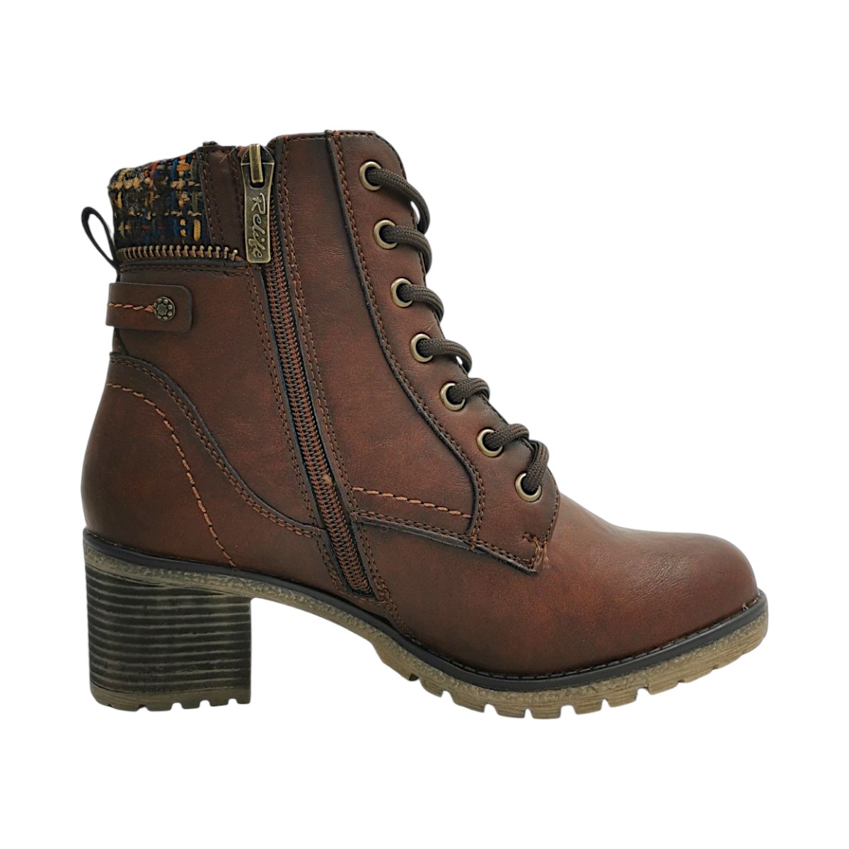 Relife Damenschuhe Schnürstiefel Braun Freizeit (cognac 029, Gr. 1:36)