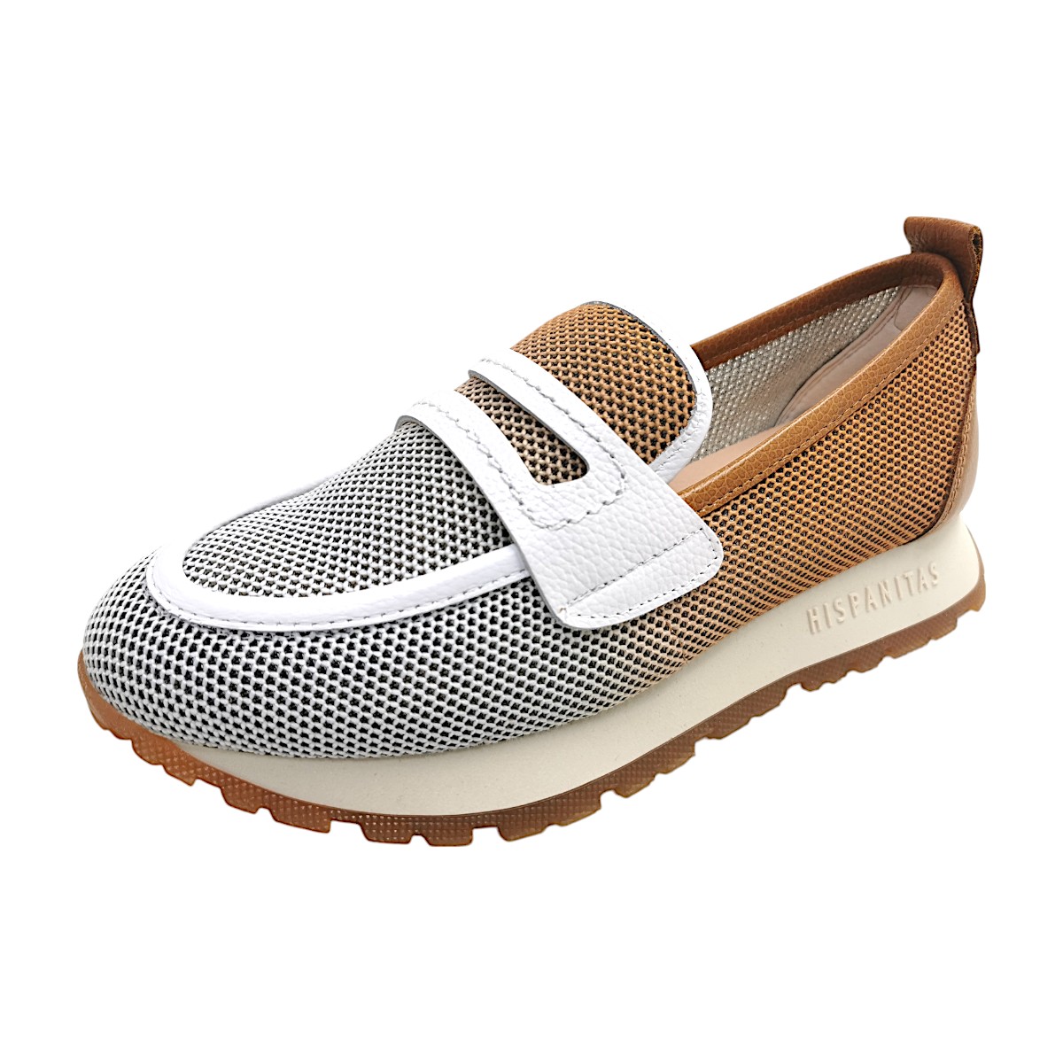 Hispanitas Kansas Damenschuhe Halbschuhe Slipper Weiß Freizeit (Cuoio/white, Größe 38 EU)
