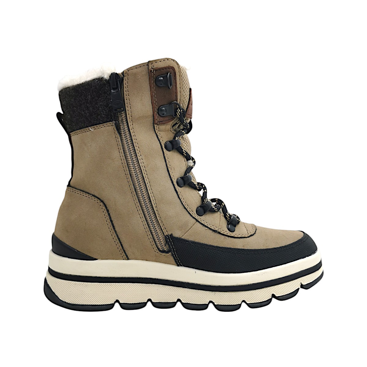 Tom Tailor Damenschuhe Stiefel Schnürer Braun Freizeit (black/dk.sand, Größe 37 EU)
