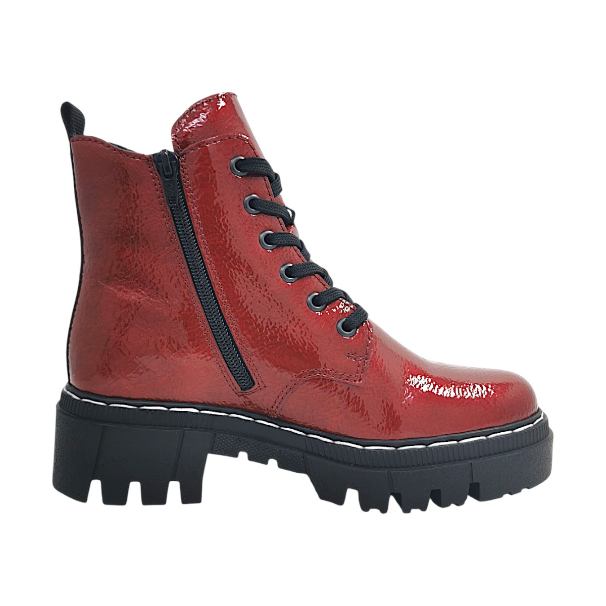 Rieker Damenschuhe Stiefel Schnürer Boots Rot Freizeit