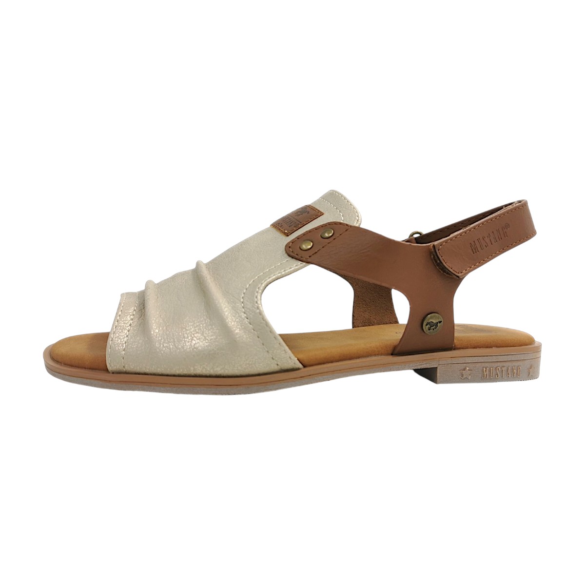 Mustang Damenschuhe Sandalette Beige Freizeit (marble, Gr. 1:37)
