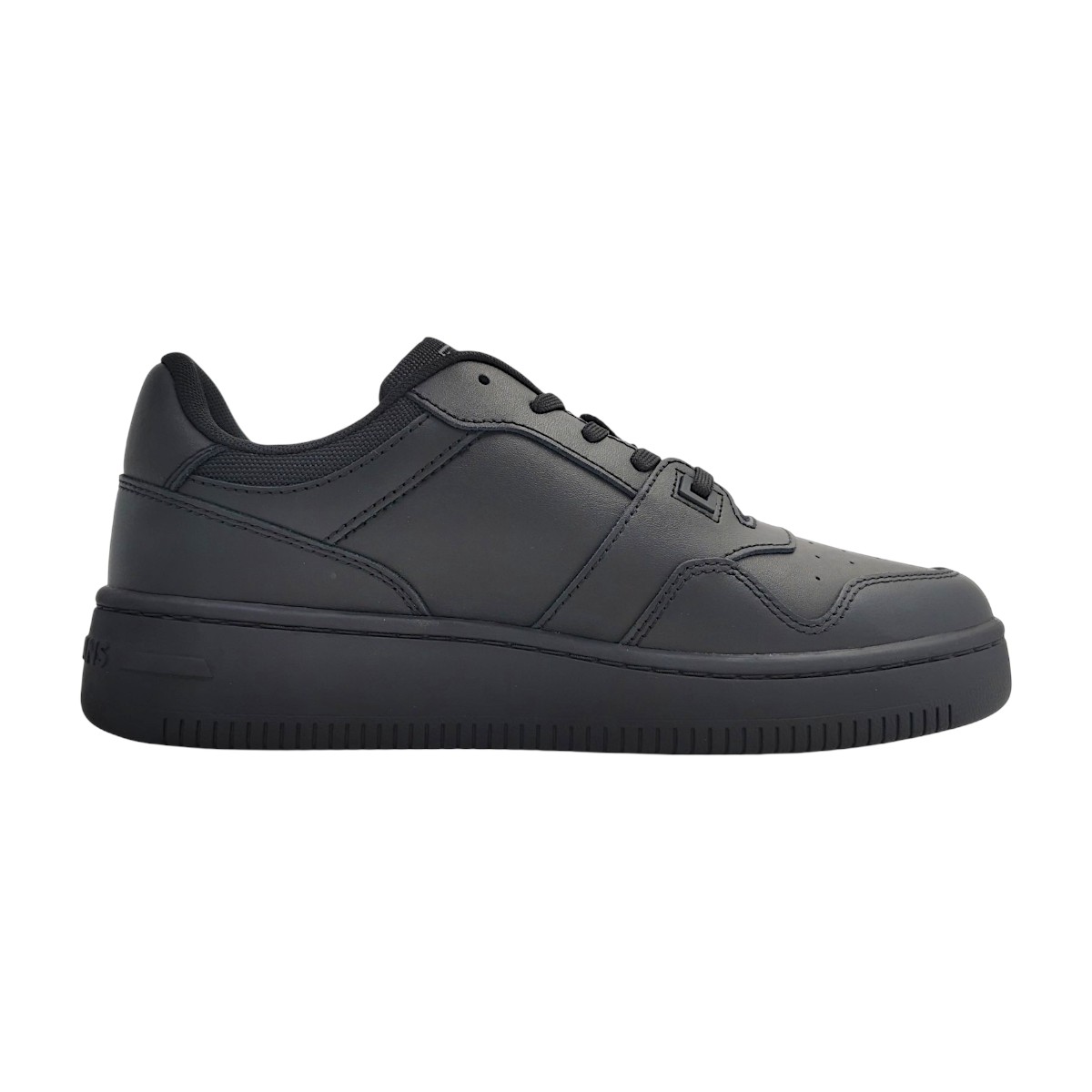 Tommy Hilfiger Retro Basket ESS Herrenschuhe Schnürschuhe Sneaker Schwarz Freizeit (black, Gr. 1:42)
