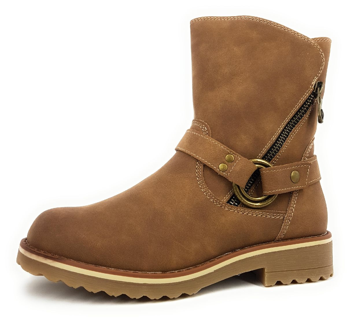 HIS Damenschuhe Stiefel Reißverschluss Stiefelette Braun Freizeit