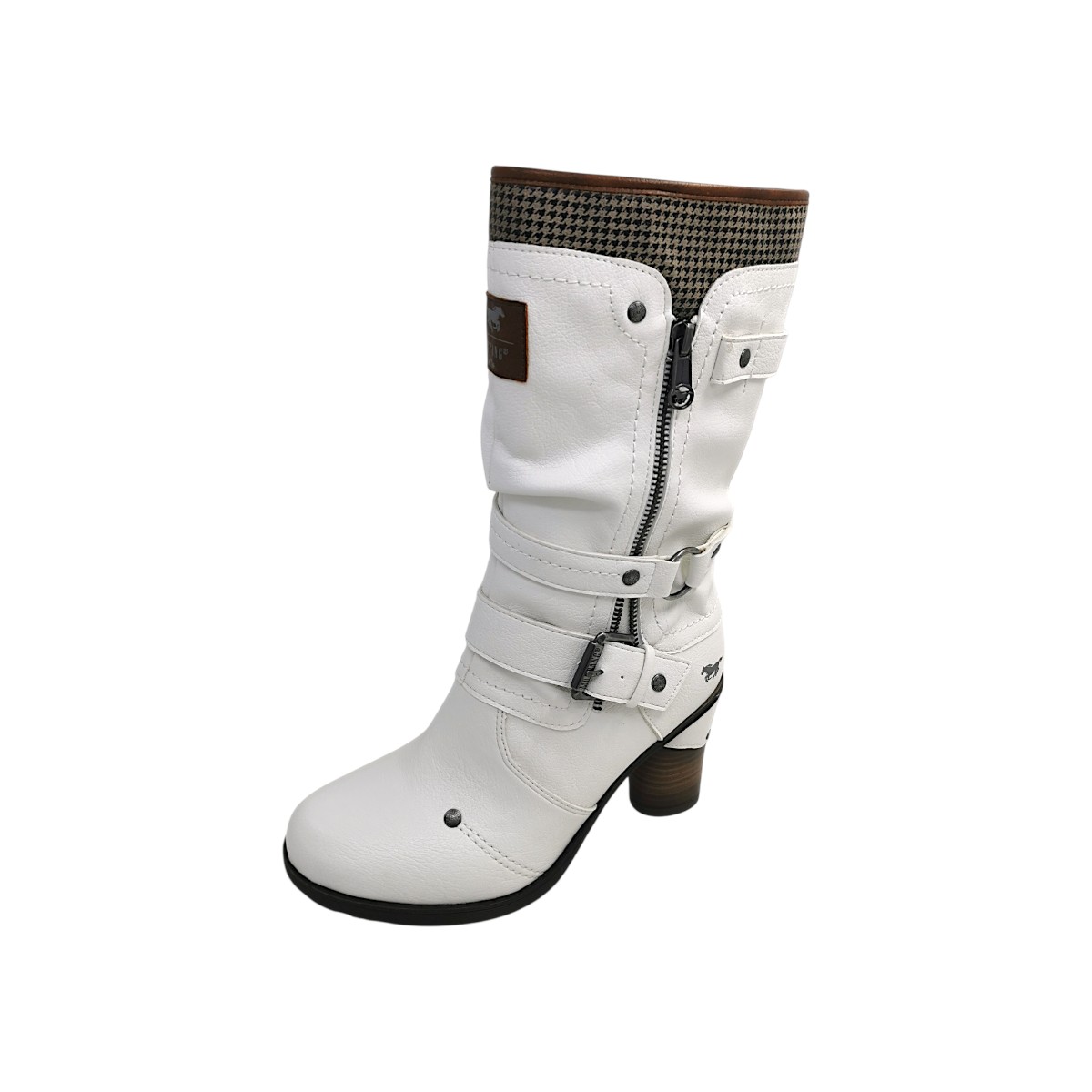 Mustang Damenschuhe Reißverschluss Schaftstiefel Weiß Freizeit (white, Größe 39 EU)