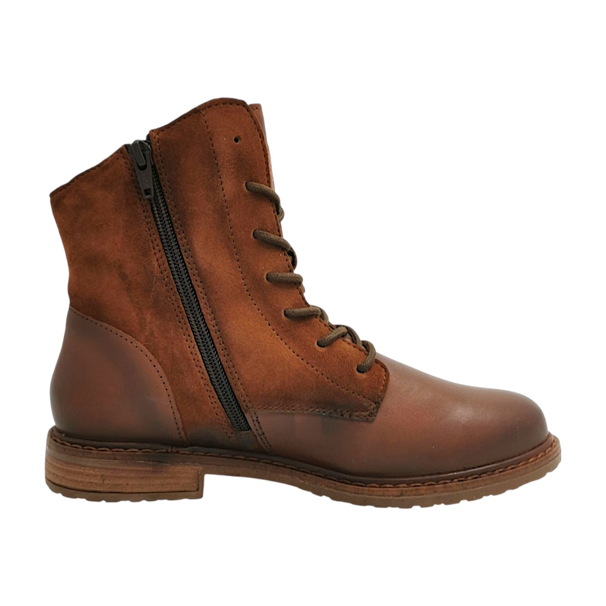 2 Go Fashion Damenschuhe Schnürstiefel Braun Freizeit