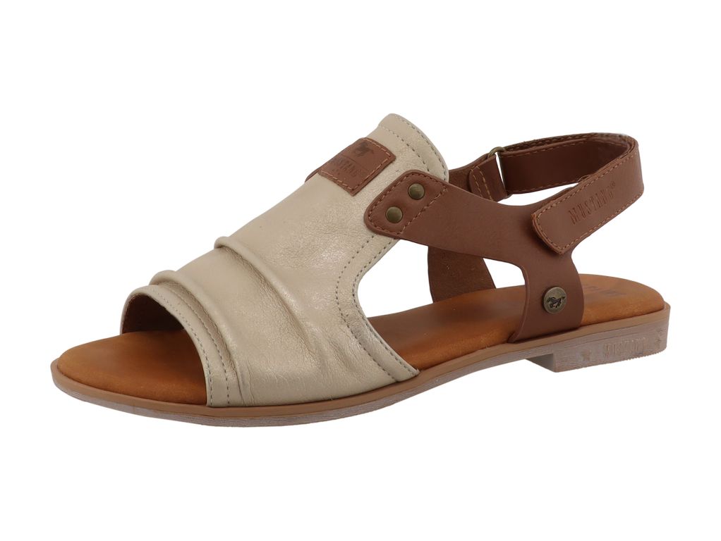 Mustang Damenschuhe Sandalette Beige Freizeit (marble, Gr. 1:37)