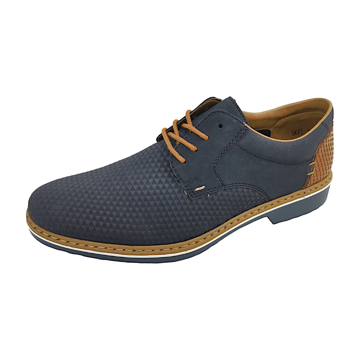 Rieker Namur/Ambor Herrenschuhe Businessschuhe Schnürer Blau Elegant (Pazifik/ Amaretto 16, Gr. 1:42)