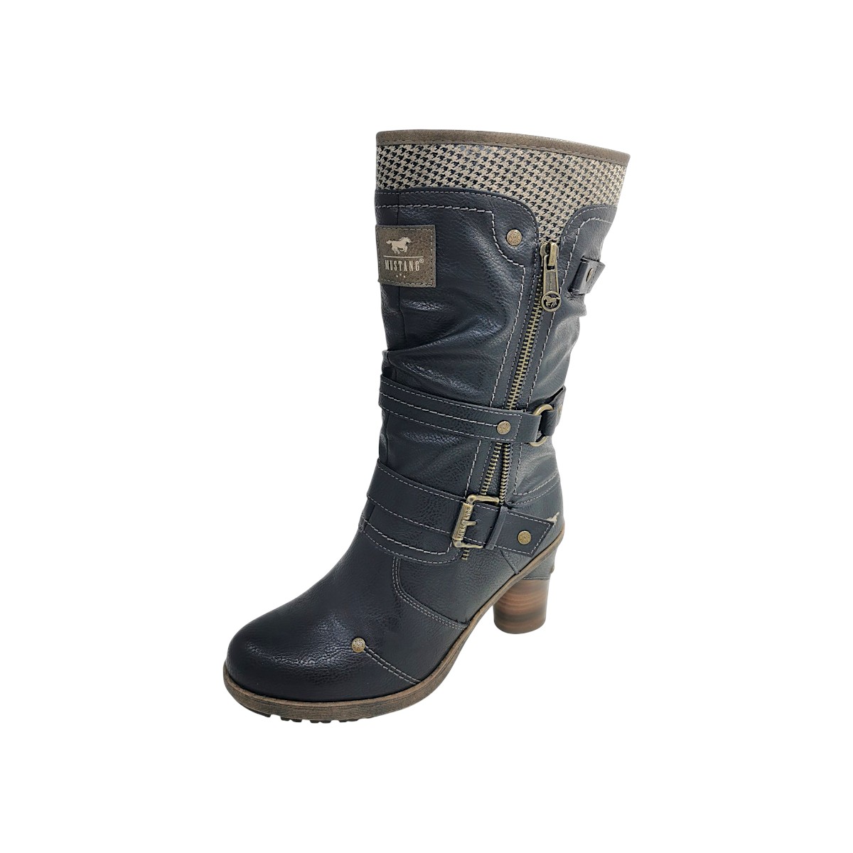 Mustang Damenschuhe Reißverschluss Schaftstiefel Schwarz Freizeit (black 00003, Größe 39 EU)