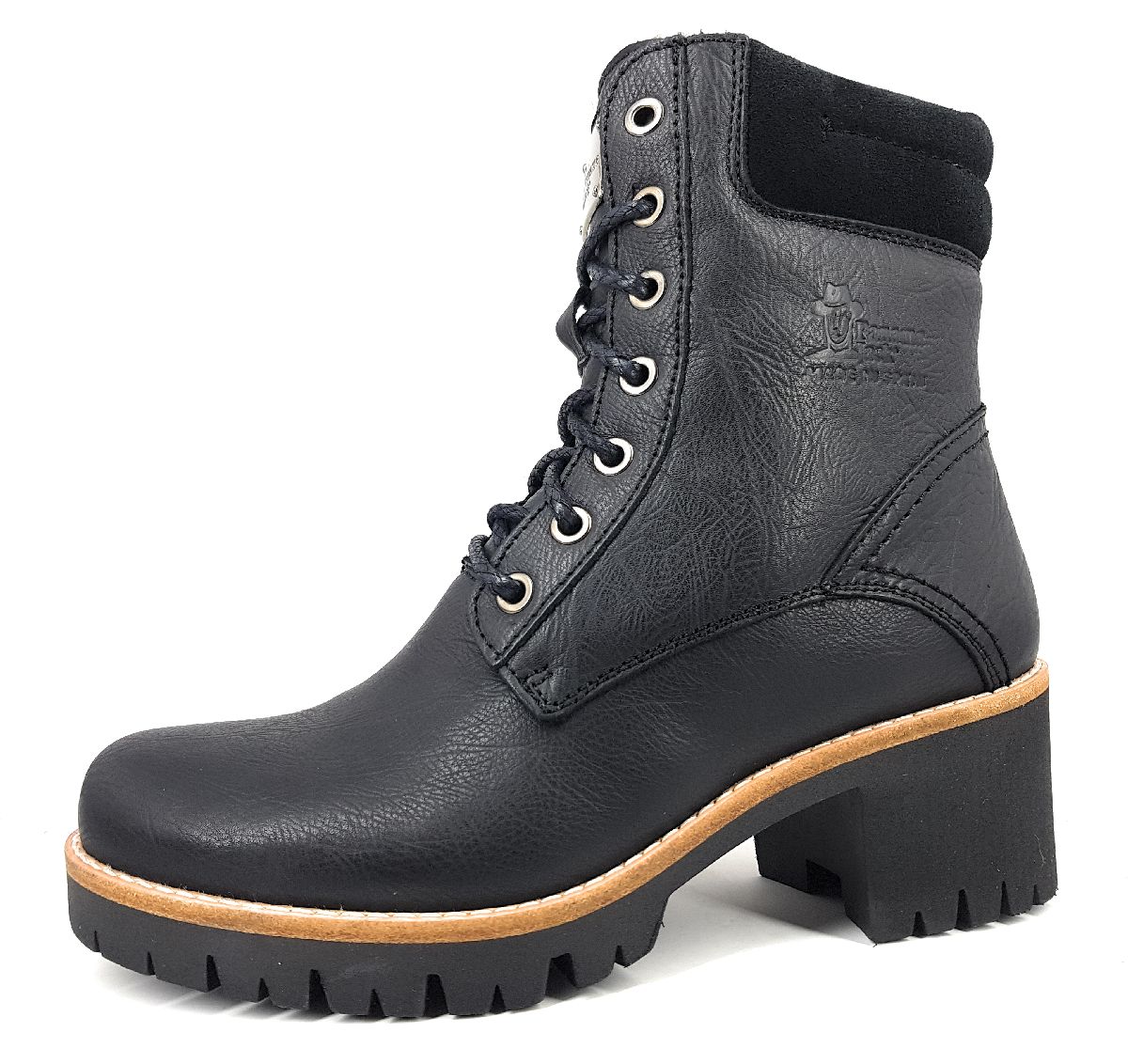 Panama Jack Damenschuhe Stiefel Gefüttert Schnürstiefel Schwarz Freizeit