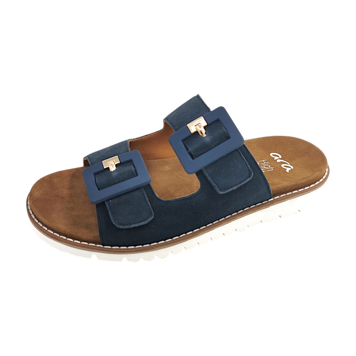 Ara Damenschuhe Sandalen Flach Pantolette Blau Freizeit (weiß, Gr. 1:36)