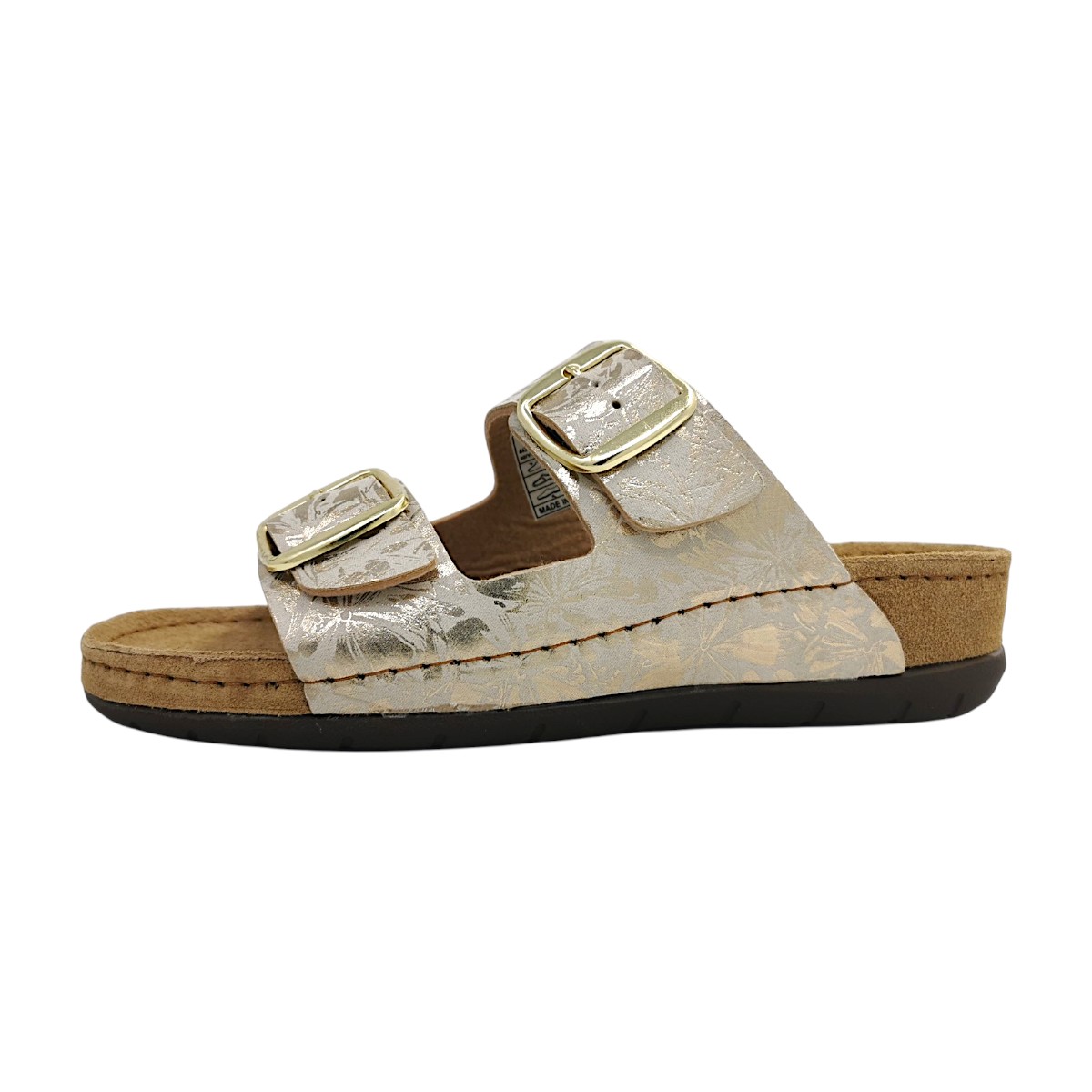 Jane Klain Damenschuhe Hausschuhe Pantolette Gold Freizeit