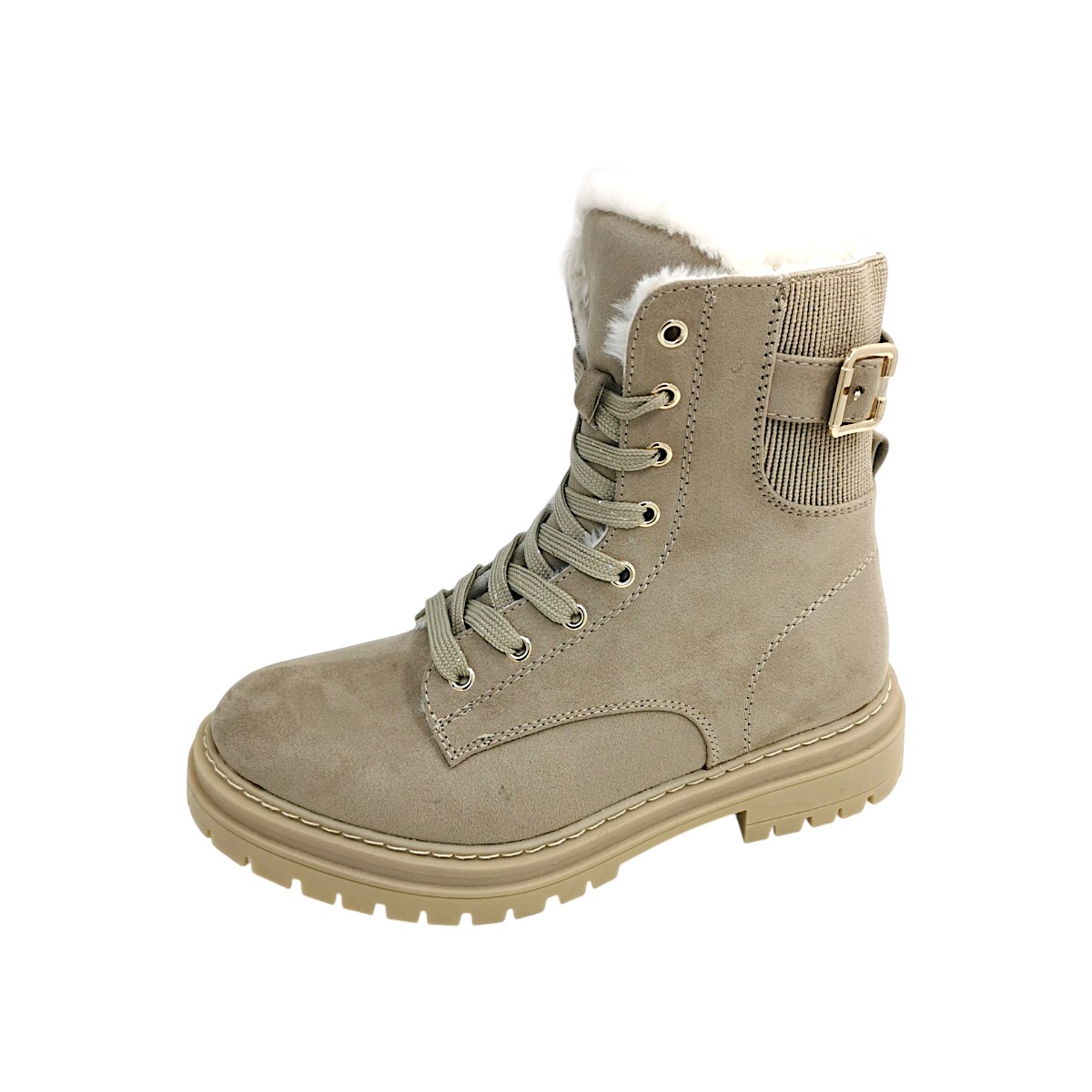 2 Go Fashion Damenschuhe Reißverschluss Schnürstiefel Beige Freizeit (beige, Größe 42 EU)