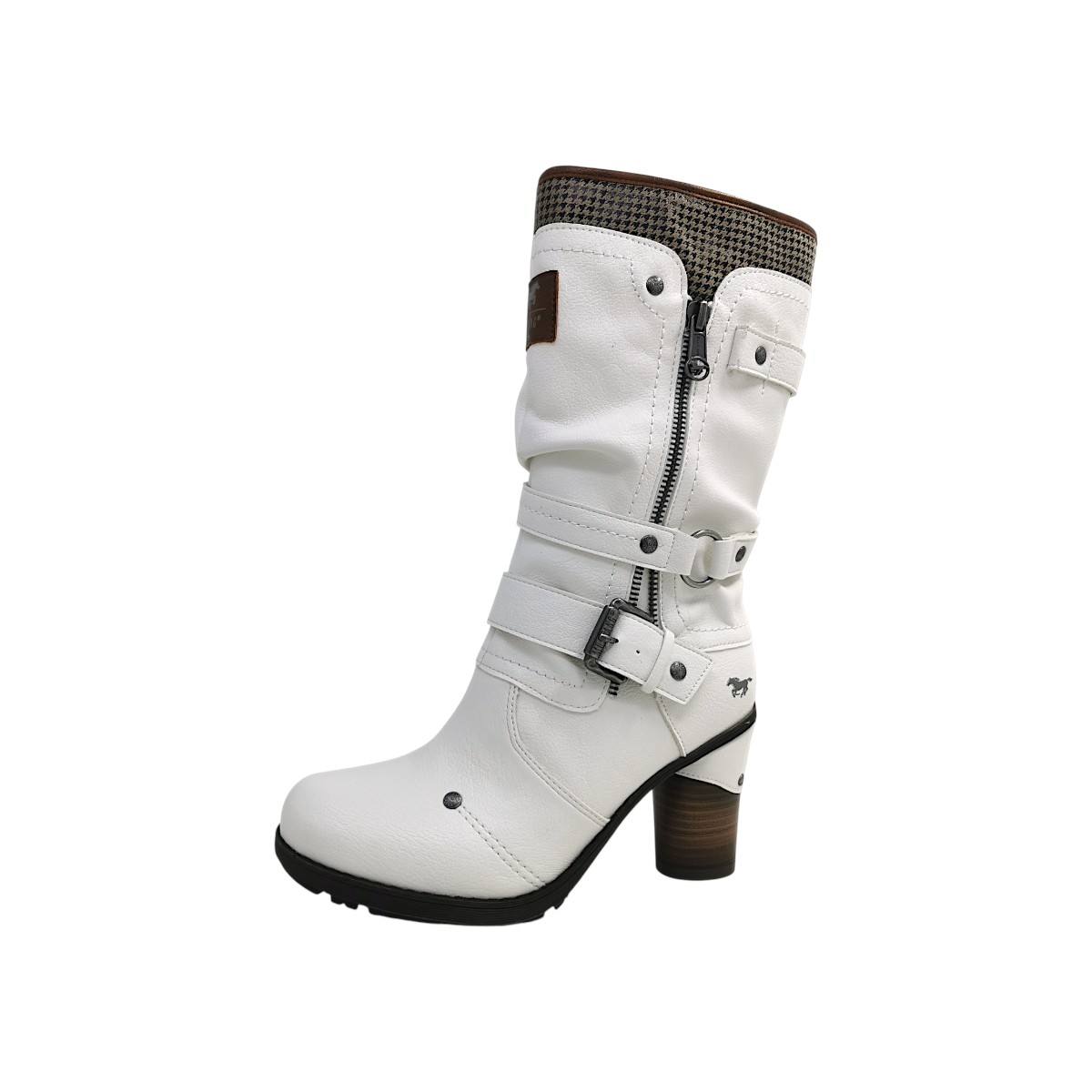 Mustang Damenschuhe Reißverschluss Schaftstiefel Weiß Freizeit