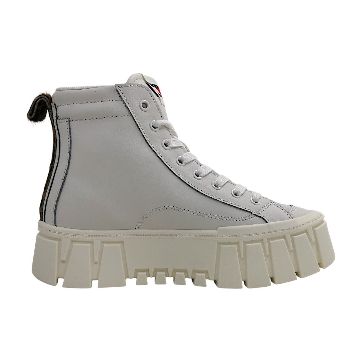 Tommy Hilfiger Flatform Leopard Damenschuhe Schnürstiefel Weiß Freizeit (ecru YBL, Größe 38 EU)