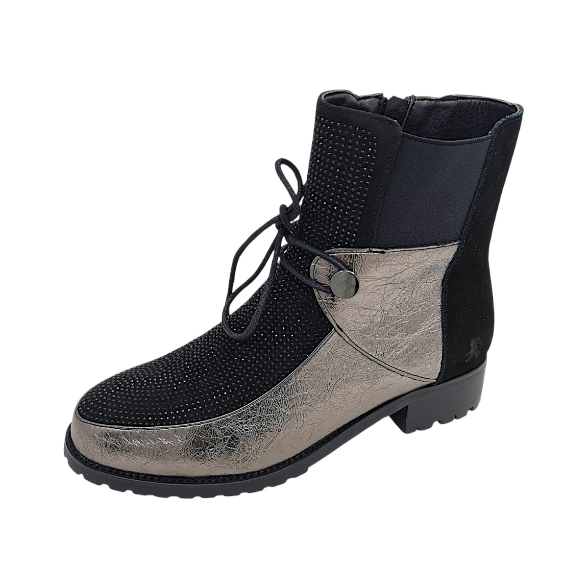 2 Go Fashion Damenschuhe Stiefel Reißverschluss Schwarz Freizeit (Schwarz/Silber 921, Größe 39 EU)