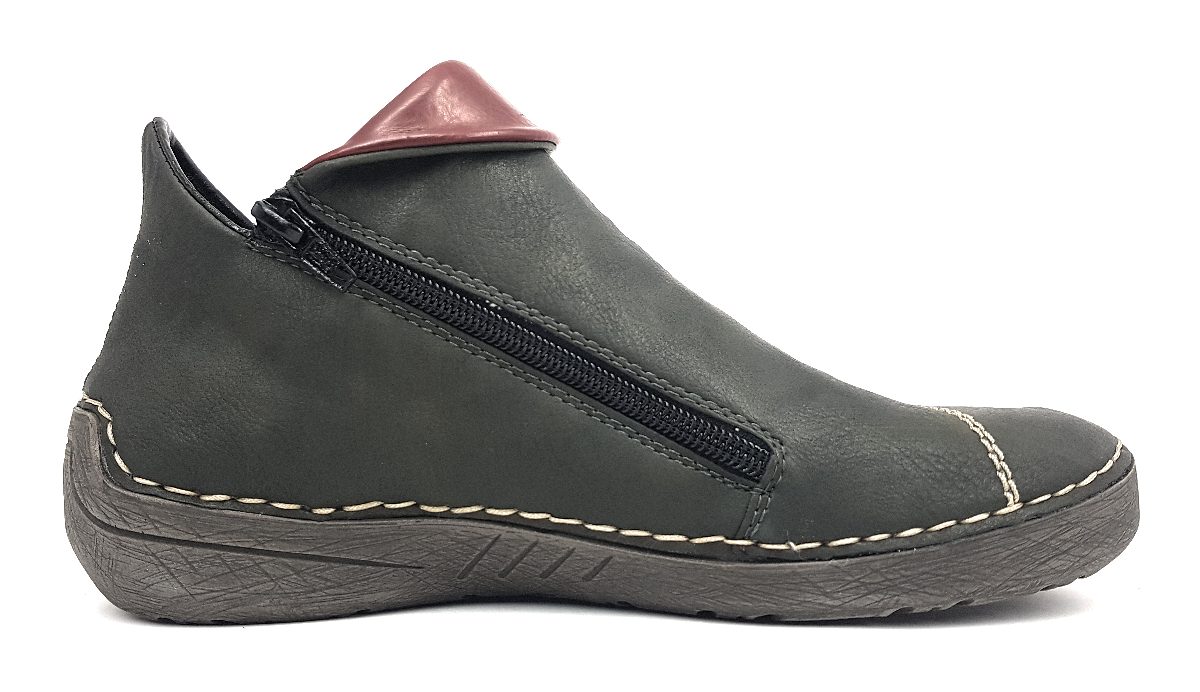 Rieker Damenschuhe Stiefeletten Reißverschluss Stiefel Grün Freizeit (grün kombi 54, Größe 37 EU)