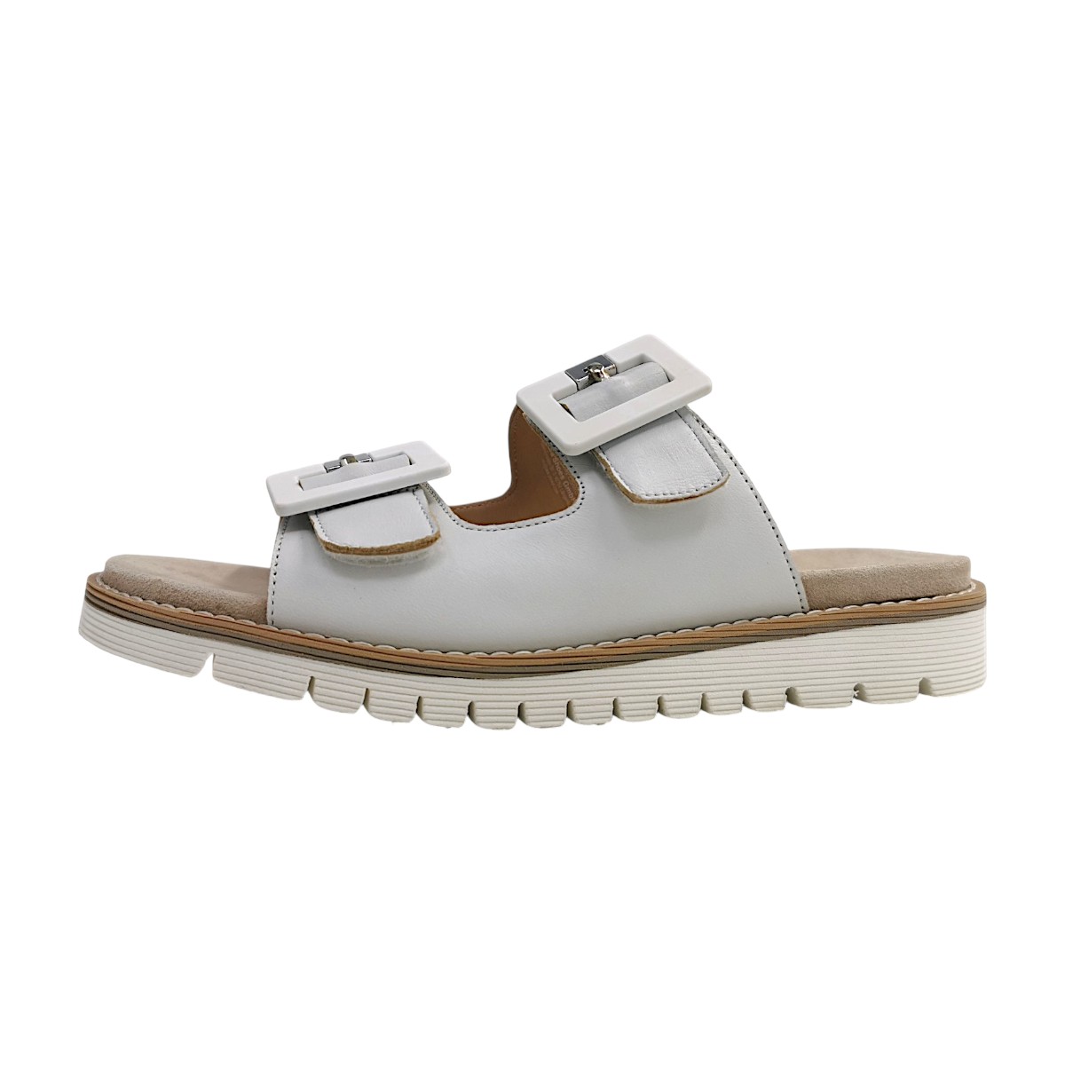 Ara Damenschuhe Sandalen Flach Pantolette Weiß Freizeit