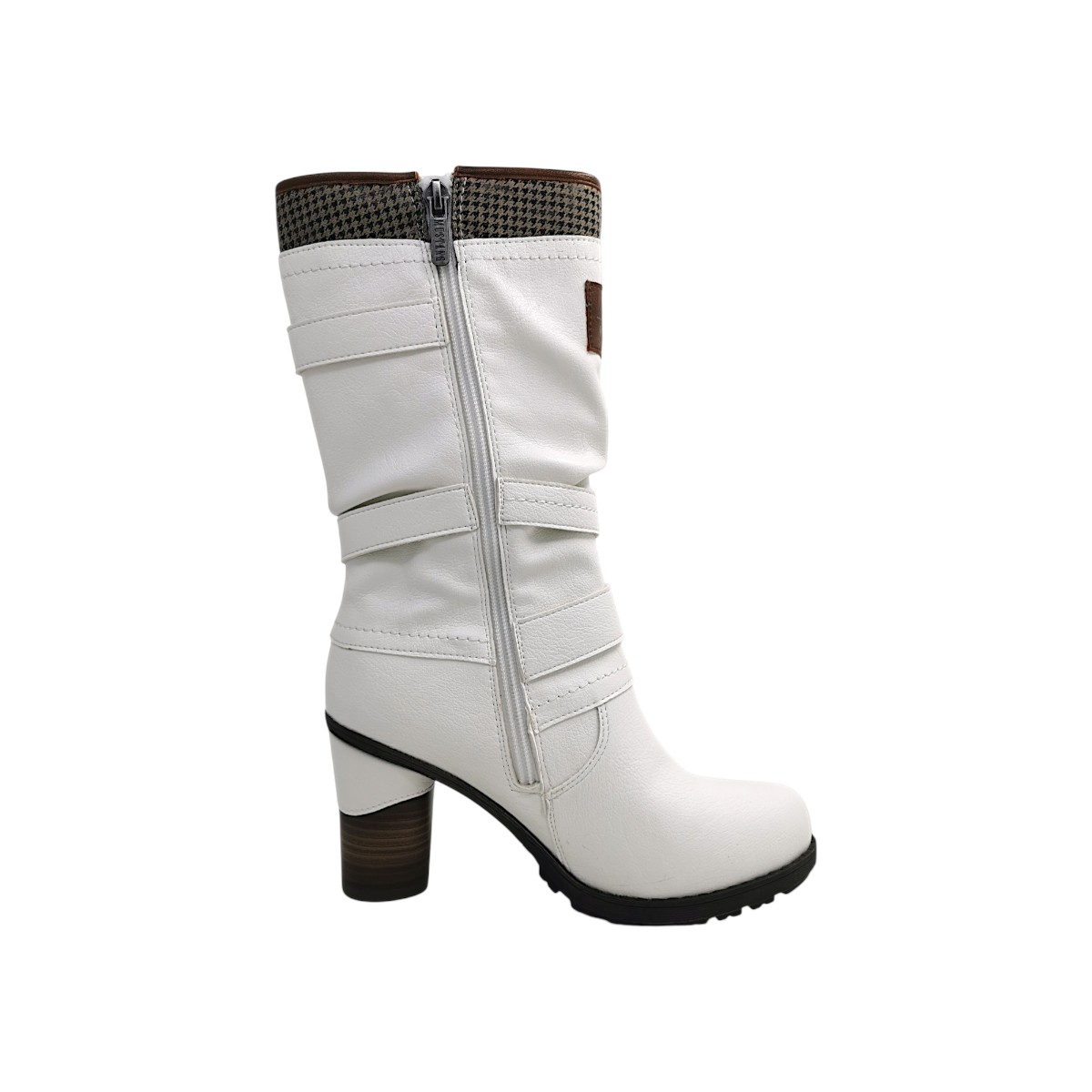 Mustang Damenschuhe Reißverschluss Schaftstiefel Weiß Freizeit (white, Größe 39 EU)
