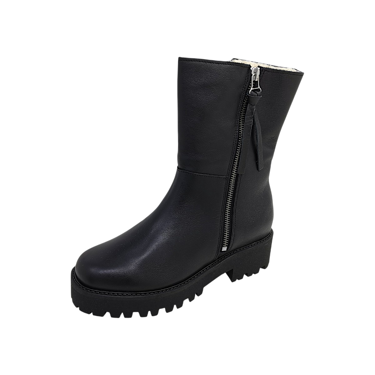 Palpa Teddy Damenschuhe Stiefel Reißverschluss Schwarz Freizeit (black teddy 11SA, Größe 39 EU)