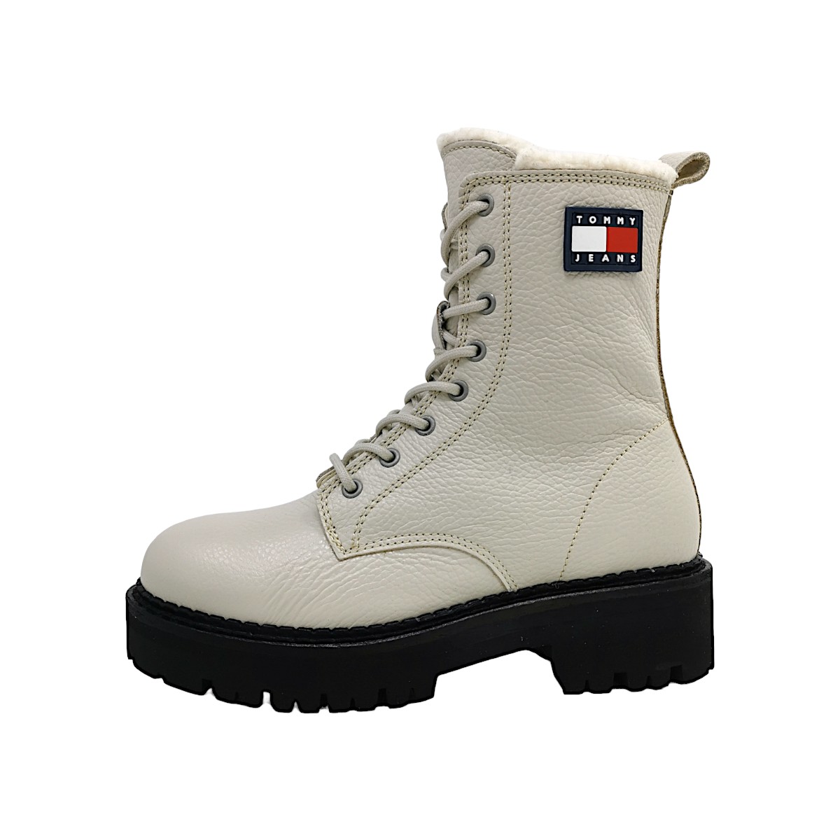 Tommy Hilfiger Urban Boots Damenschuhe Schnürstiefel Weiß Freizeit