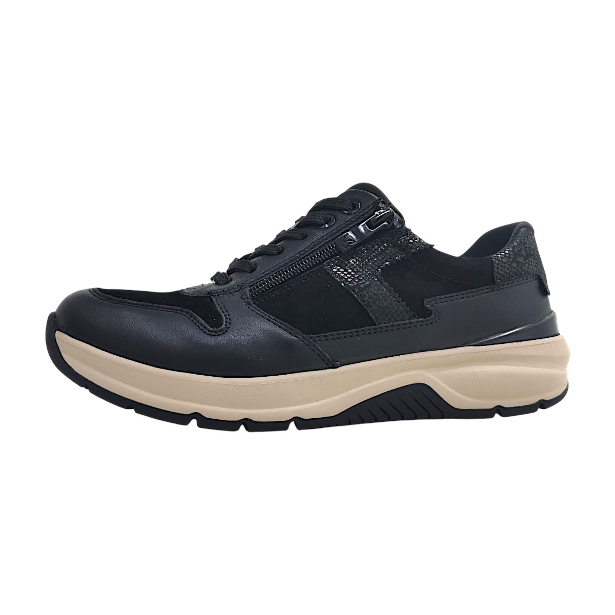 Caprice Damenschuhe sportlicher Schnürer Schwarz Freizeit (black 019, Größe 42 EU)