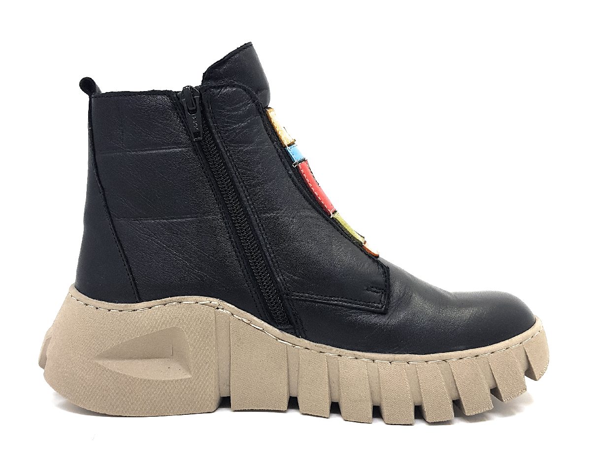 Gemini Damenschuhe Stiefel Reißverschluss Schwarz Freizeit