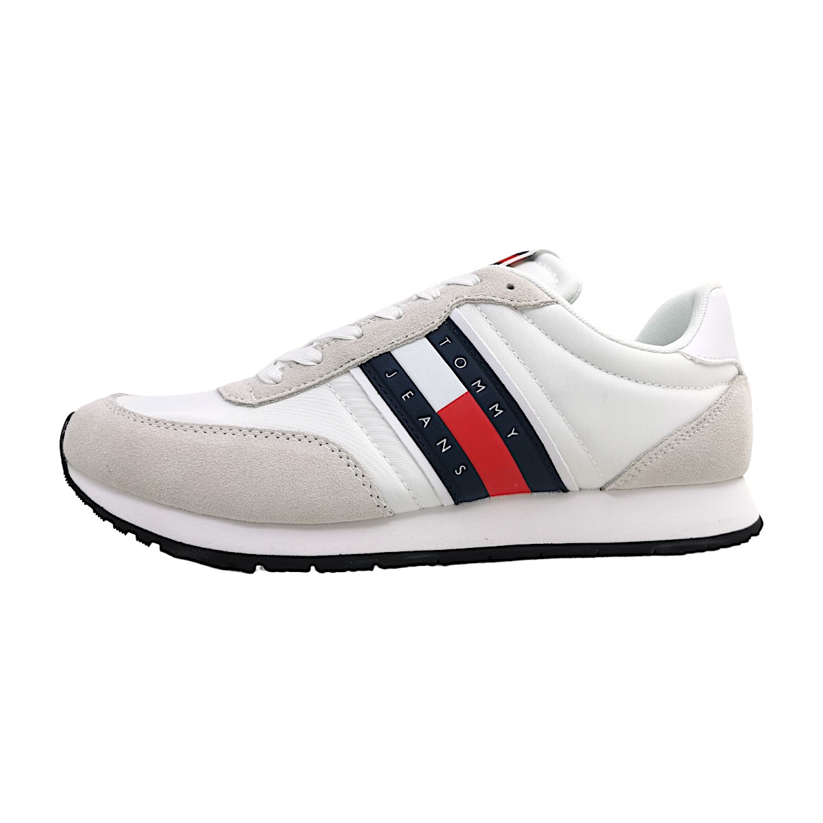 Tommy Hilfiger Herrenschuhe Für lose Einlagen sportlicher Schnürer Weiß Freizeit
