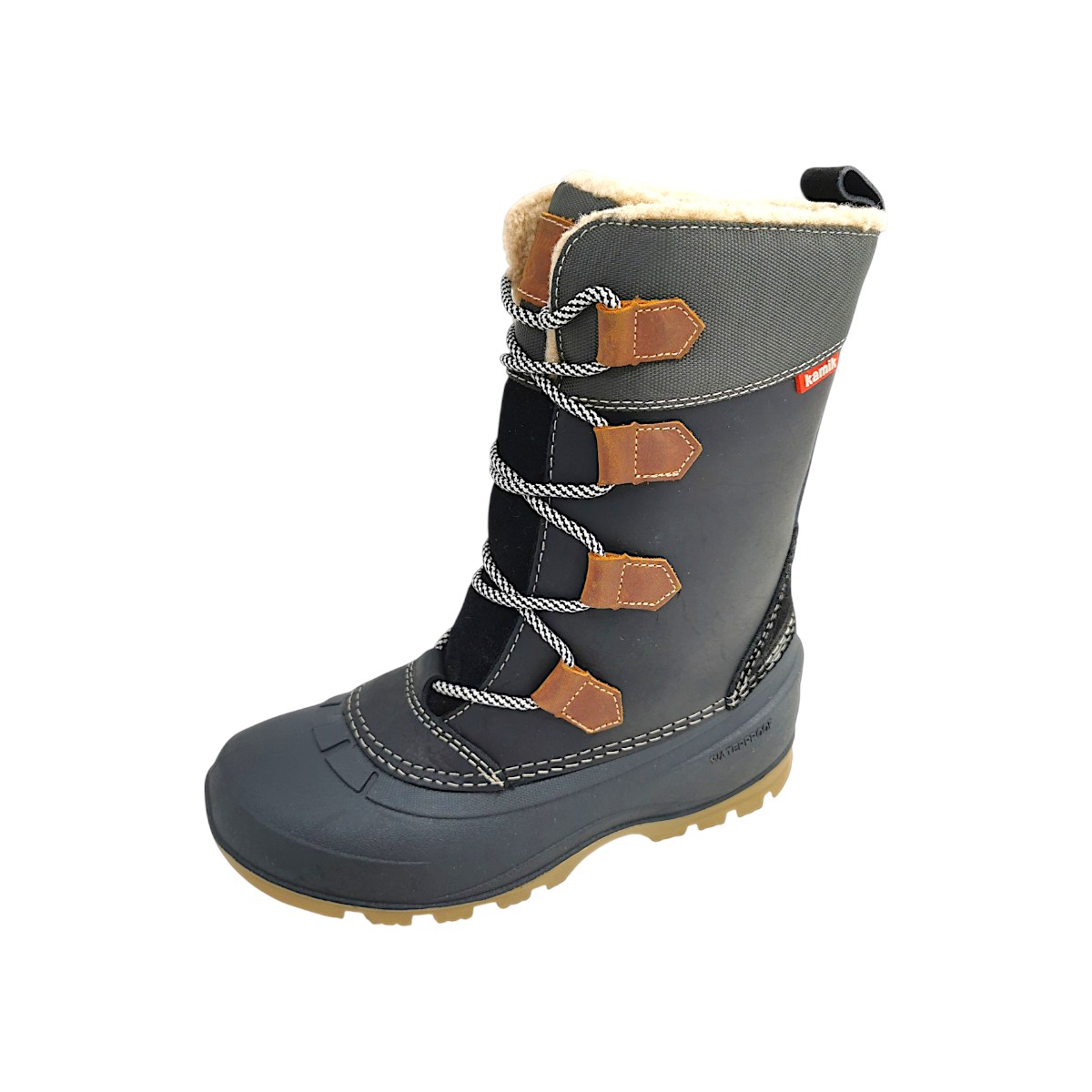 Kamik Snowgem Damenschuhe Gefüttert Winterstiefel Braun Freizeit (black BLK, Gr. 1:36)