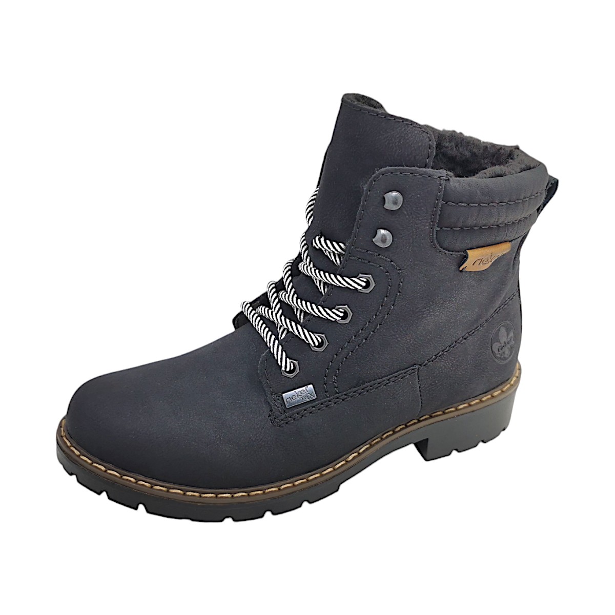 Rieker Damenschuhe Schnürstiefel Schwarz Freizeit (00- Schwarz/Nuss, Gr. 1:36)