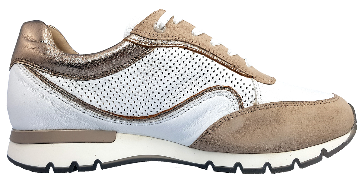 Caprice Damenschuhe Schnürschuhe Sportive Sneaker Weiß Freizeit (119 white/taupe, Gr. 1:40)