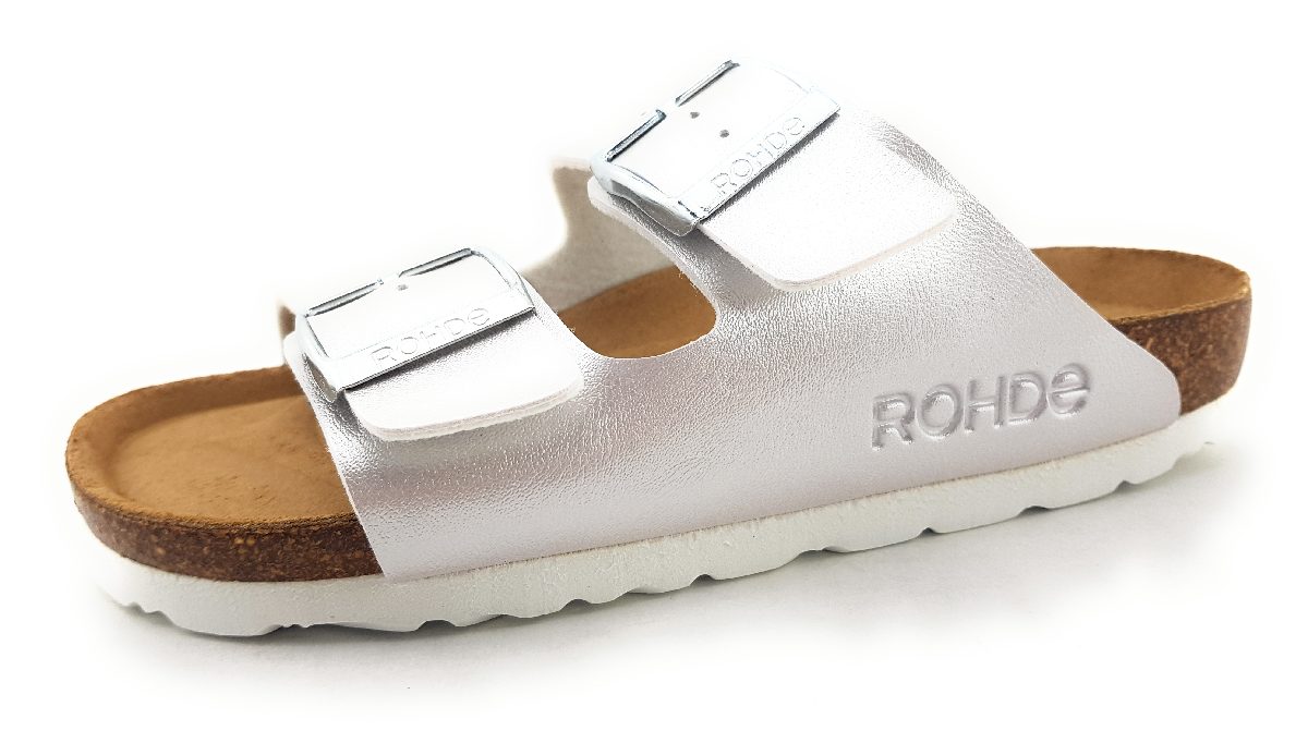 Rohde Alba Damenschuhe Hausschuhe Pantolette Silber Freizeit