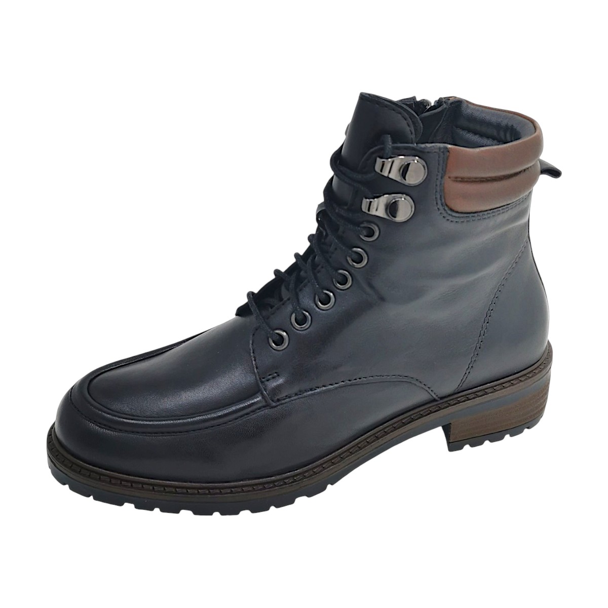 Cleo Damenschuhe Stiefel Schnürer Schnürstiefel Schwarz Freizeit (Golve black/castagno, Größe 39 EU)