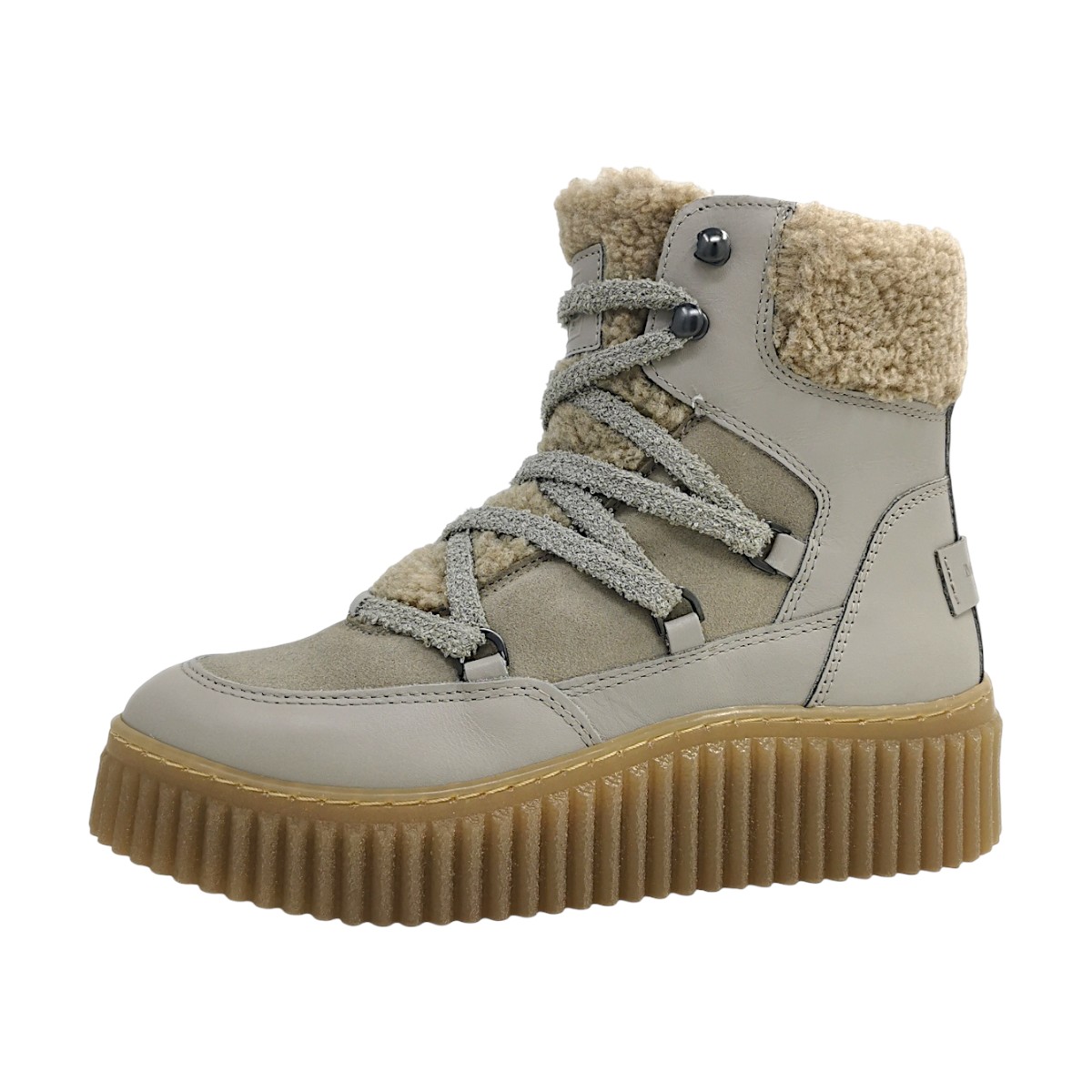 Marc O'Polo Lace Flat Bootie Warmline Damenschuhe Schnürstiefel Grau Freizeit (lt. taupe 716, Größe 40 EU)